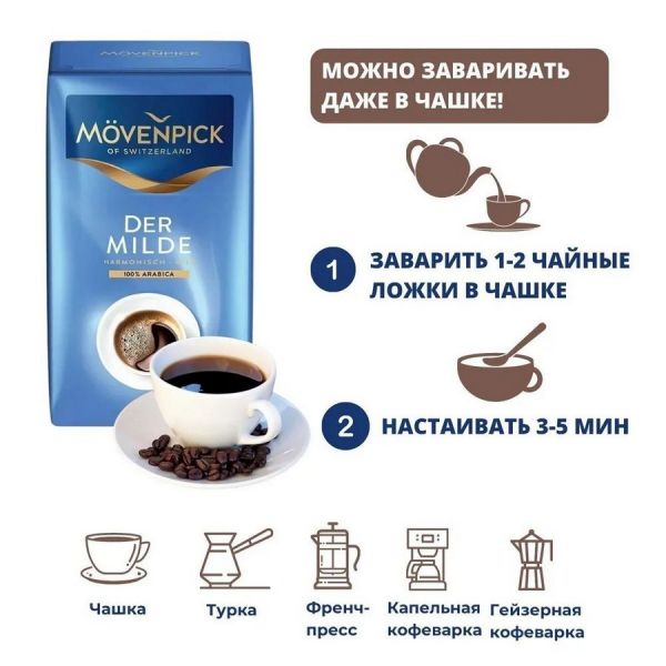 Кофе молотый MOVENPICK der Milde обжарка темная 1 шт 0,5 кг [17303]