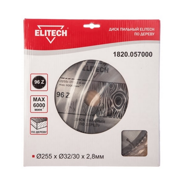 Пильный диск Elitech 1820.057 по дереву (255x32 мм, 96 ATB)